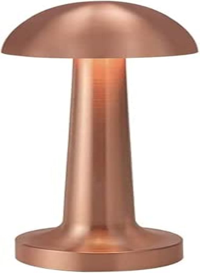 V2COM Modern Table Lamp Cordless Lighting 3W Dimmable Touch Switch LED Rechargeable Wireless Aluminium Desk Lamp for Restaurant Reading Bar Coffee Shop (Copper)